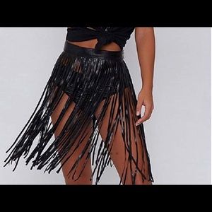 Leather Fringe Tassel Skirt